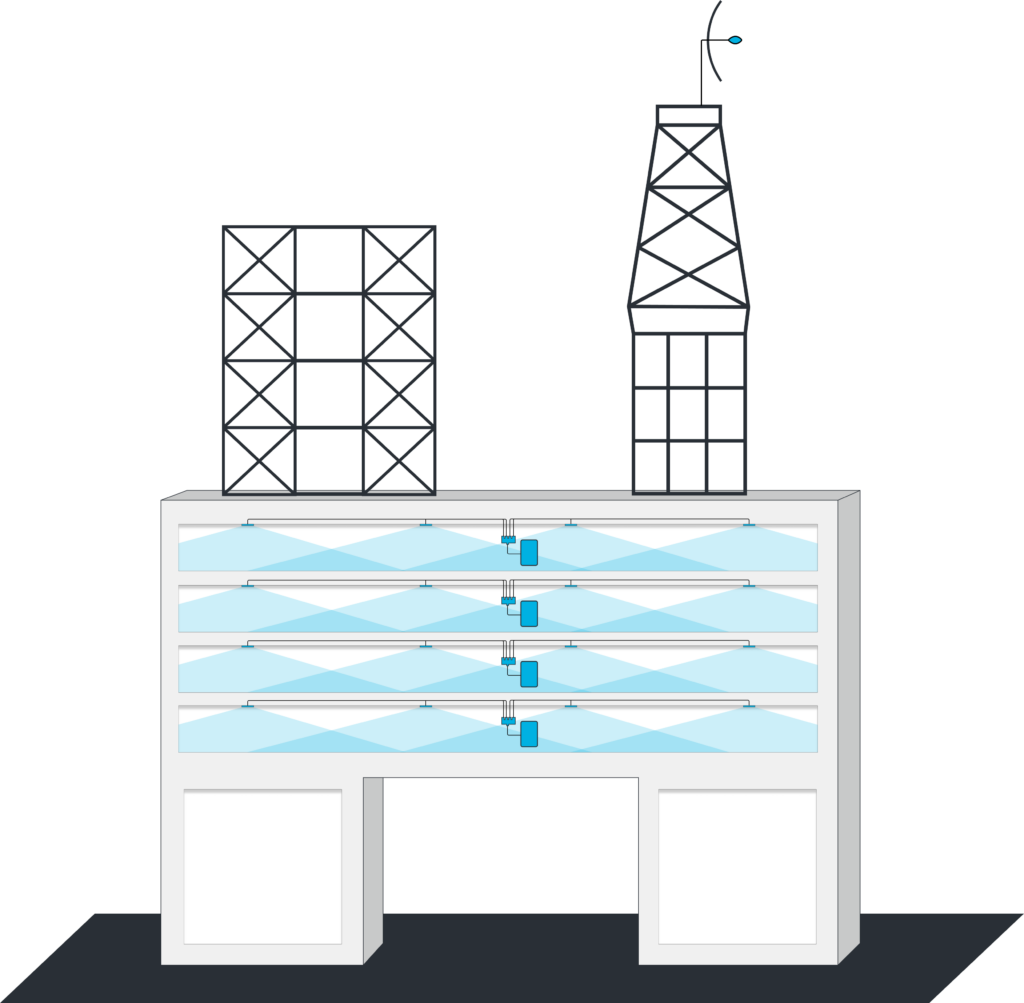 Offshore oil rig platform içi RF kapsama dağıtım çizimi