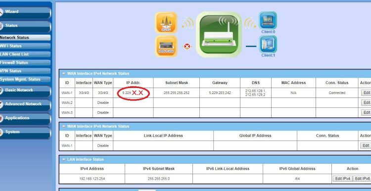 AMIT Dynamic IP Setup Screen Static IP